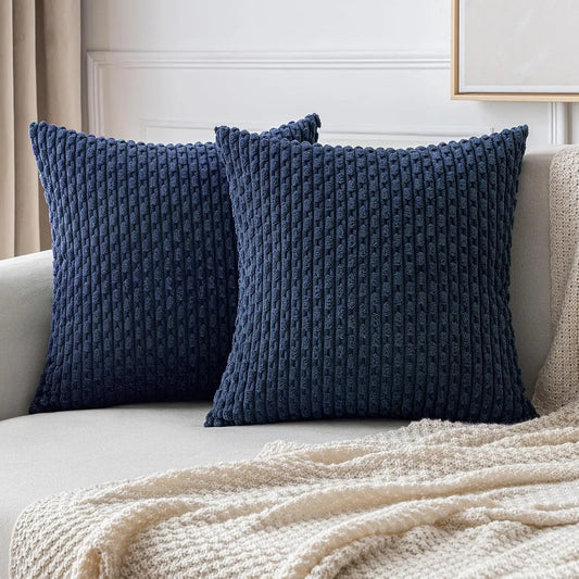 Housse de coussin Bleu Marine Velours Design 3D