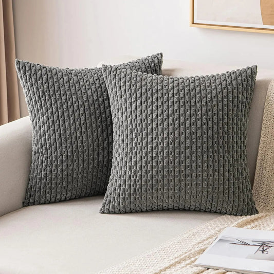 Housse de coussin Grise Velours Design 3D