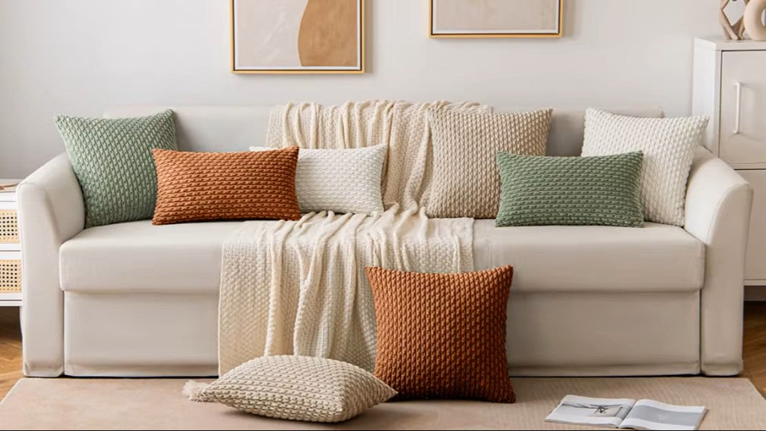 Housse de coussin Grise Velours Design 3D
