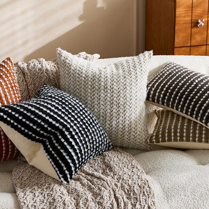 Housse de coussin Boheme Chenille Texturé Ecru