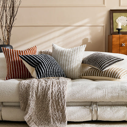 Housse de coussin Boheme Chenille Texturé Camel