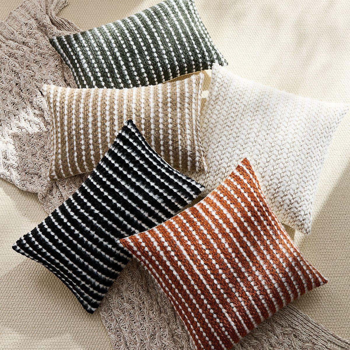 Housse de coussin Boheme Chenille Texturé Noir