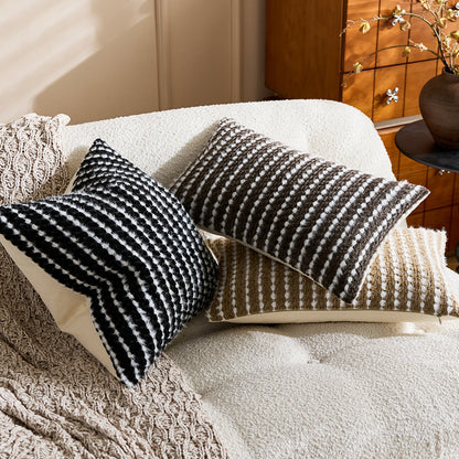 Housse de coussin Boheme Chenille Texturé Gris Anthracite