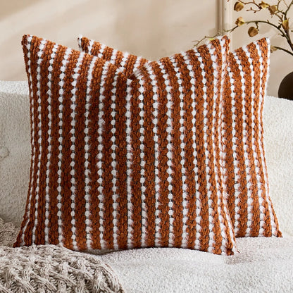 Housse de coussin Boheme Chenille Texturé Terracotta