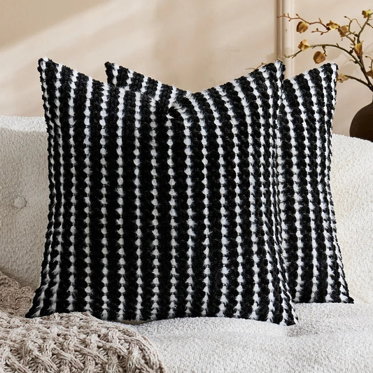 Housse de coussin Boheme Chenille Texturé Noir