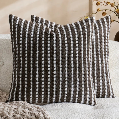 Housse de coussin Boheme Chenille Texturé Gris Anthracite