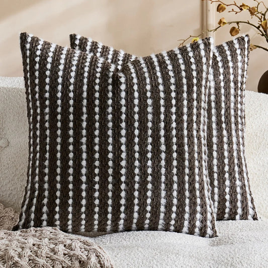 Housse de coussin Boheme Chenille Texturé Gris Anthracite