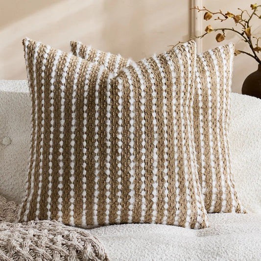 Housse de coussin Boheme Chenille Texturé Camel