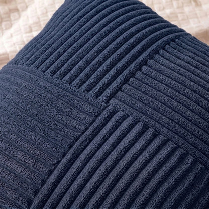 Housse de coussin Bleu marine<br> Velours côtelé