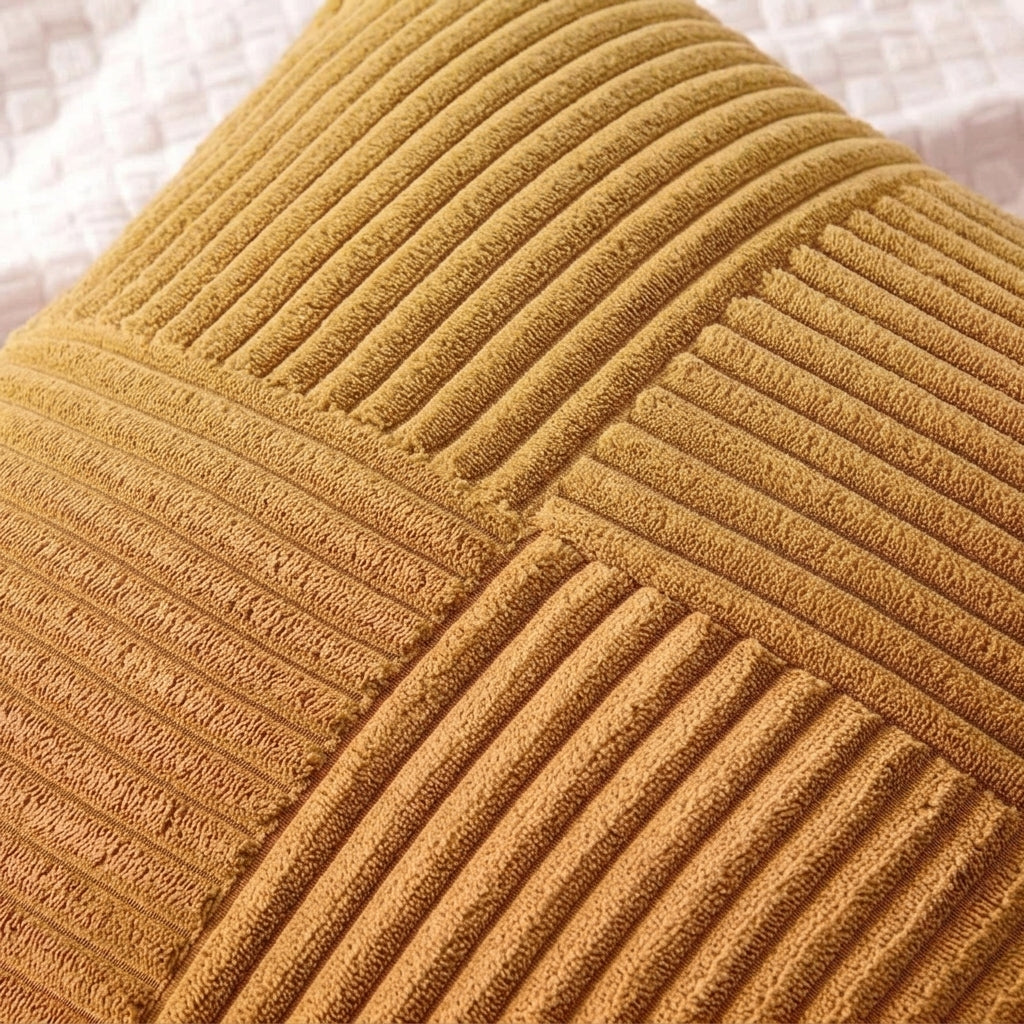 Housse de coussin Jaune ocre<br> Velours côtelé