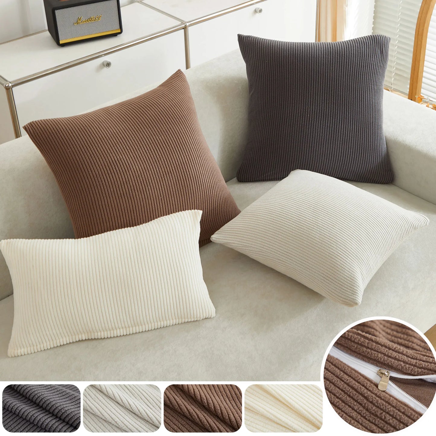 Housse de coussin Chenille Anthracite