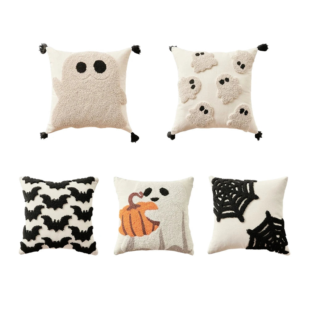 Housse de coussin Halloween Grosses Bouclettes Fantômes - 45x45cm