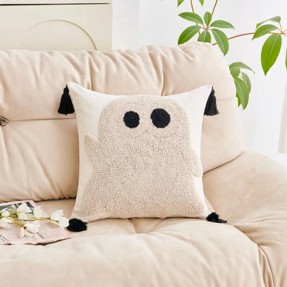 Housse de coussin Halloween Grosses Bouclettes Grand Fantôme - 45x45cm