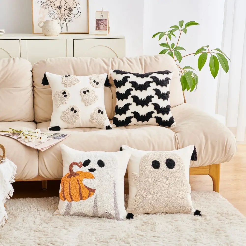 Housse de coussin Halloween Grosses Bouclettes Chauve-souris - 45x45cm