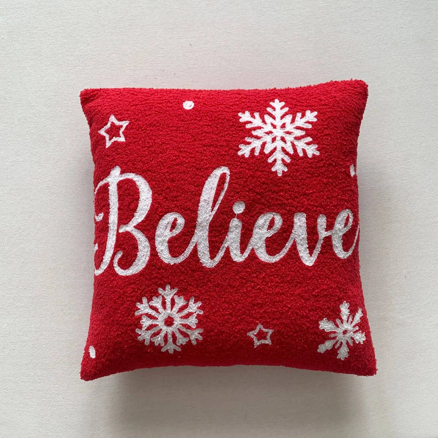 Housse de coussin de Noël flocon brodé Vert
