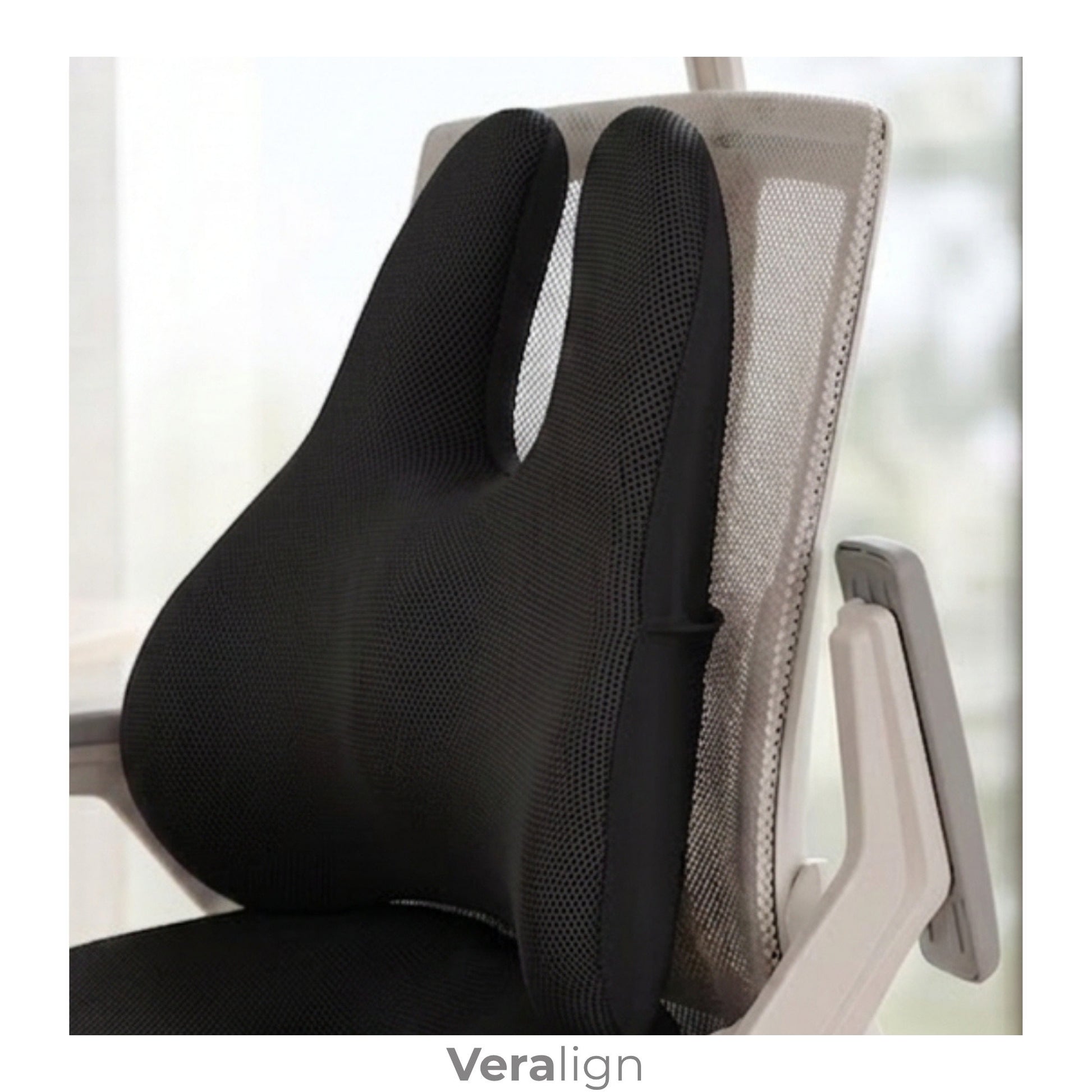 Soutien lombaire Veralign noir avec sangle ajustable pour chaise de bureau