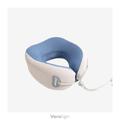Tour de cou enfant Veralign à mémoire de forme bleu océan, soutien cervical ergonomique pour les voyages en avion et voiture.