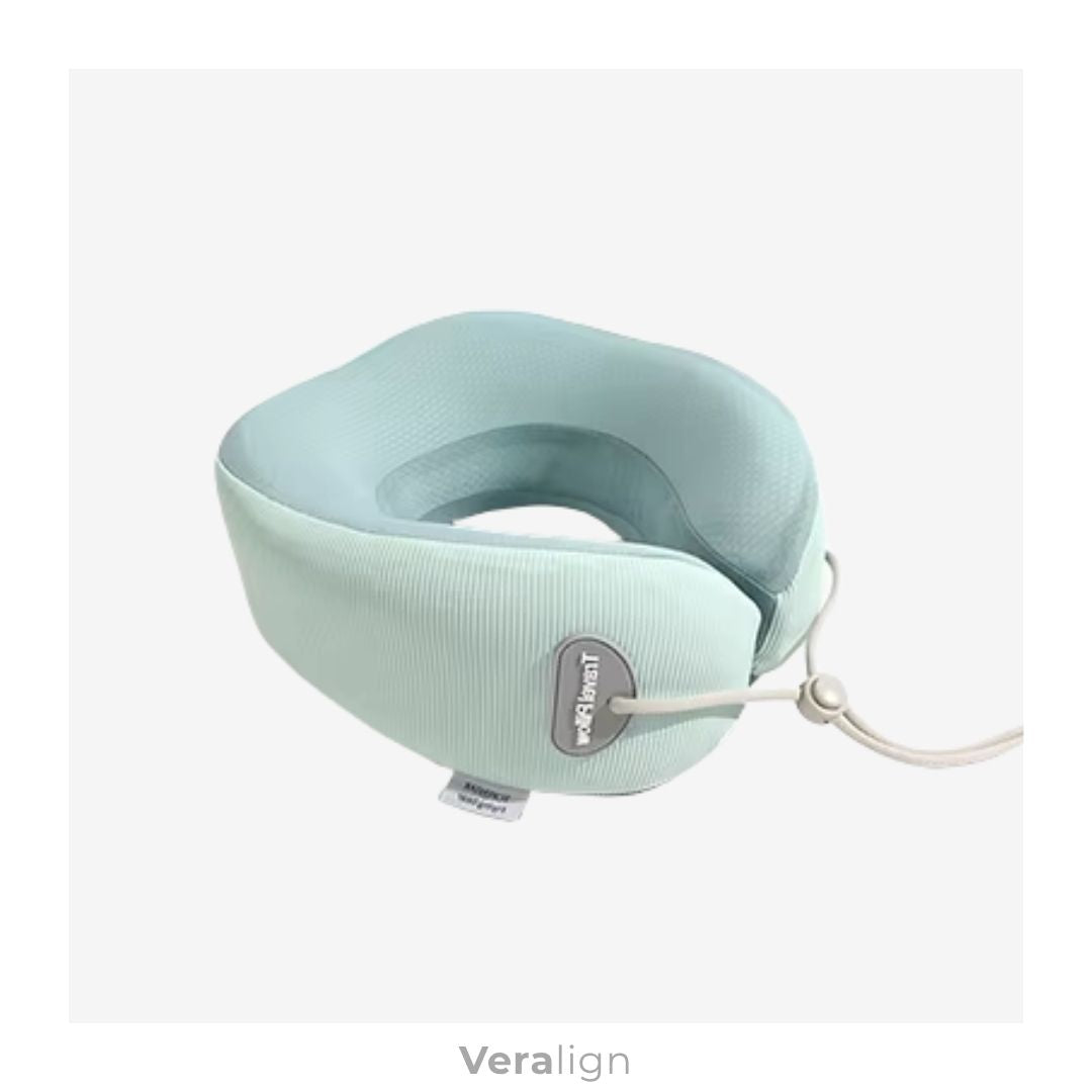 Tour de cou ergonomique enfant Veralign vert émeraude, tissu respirant pour éviter la chaleur lors des longs trajets.