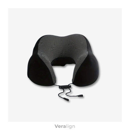 Tour de cou ergonomique Veralign noir pour voyage, système d'attache magnétique rapide et maintien stable de la nuque.