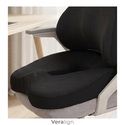 Coussin d'assise évidé Veralign noir avec surface ergonomique et ouverture centrale