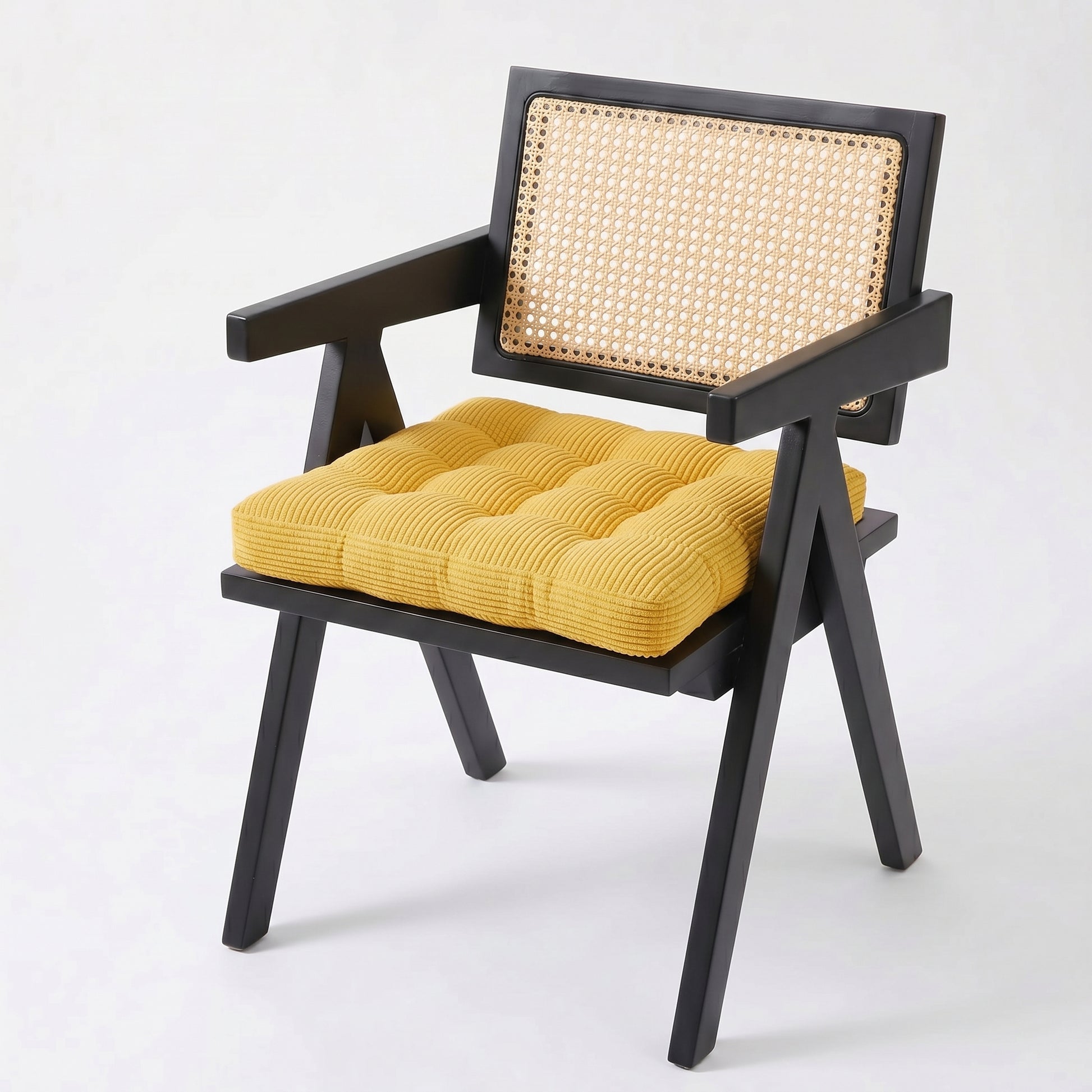 coussin de chaise épais effet velours jaune