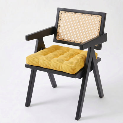coussin de chaise épais effet velours jaune
