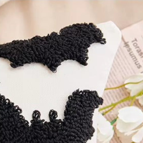 Housse de coussin Halloween Grosses Bouclettes Chauve-souris - 45x45cm