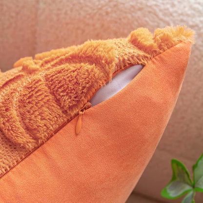 Housse de coussin Halloween Peluche Citrouilles Blanc - 45x45cm