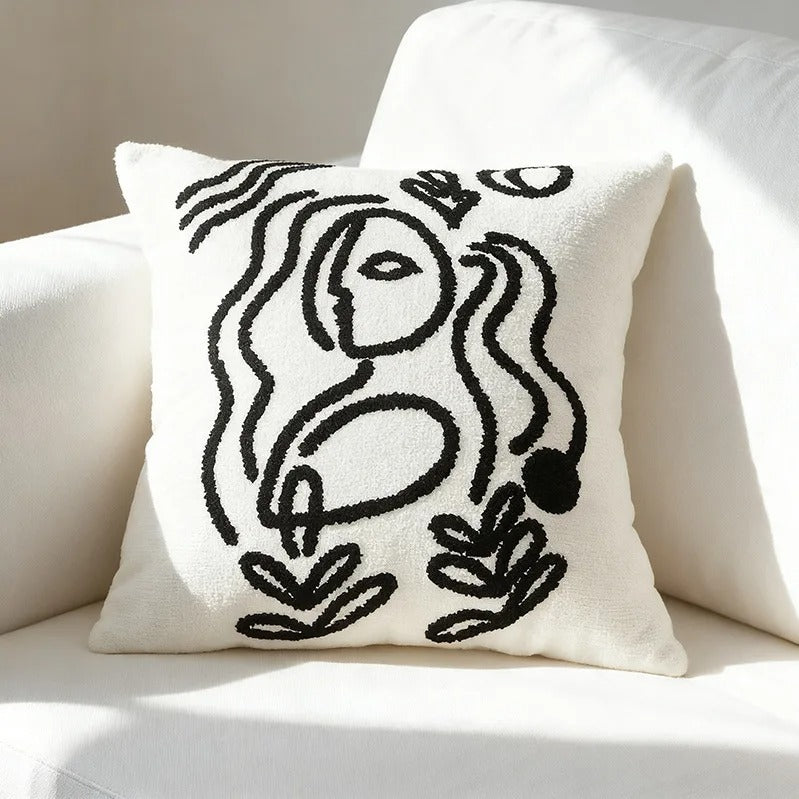 Housse de coussin Blanc et Noir Signature