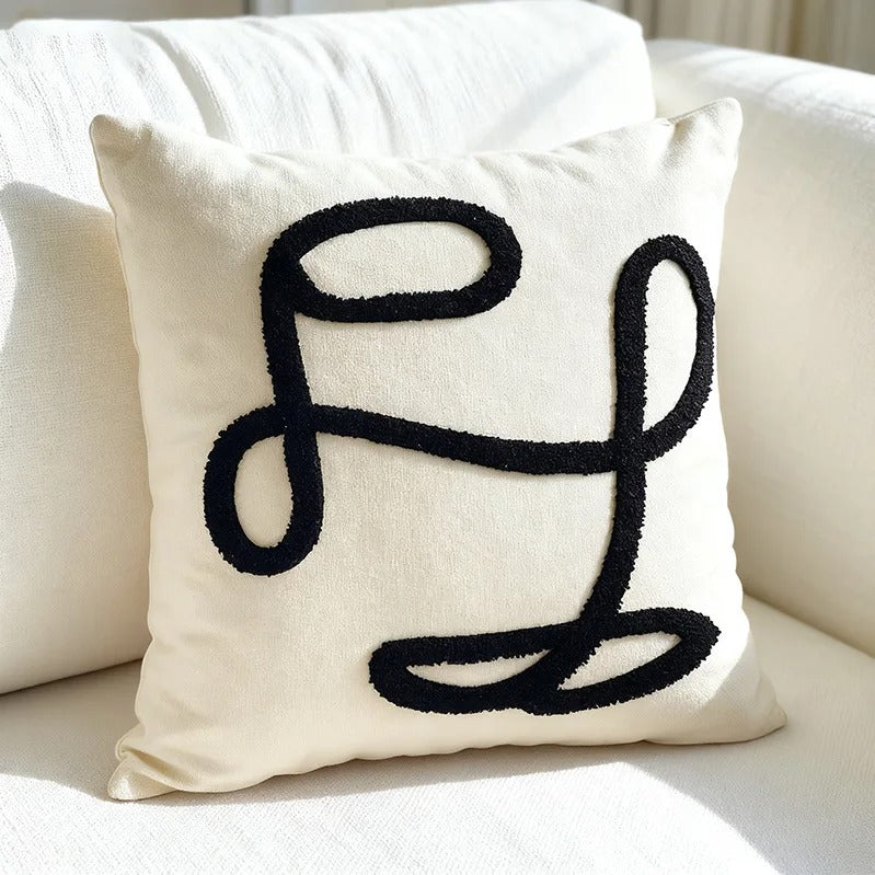 Housse de coussin Blanc et Noir Signature