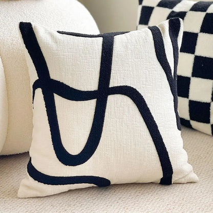 Housse de coussin Blanc et Noir Signature