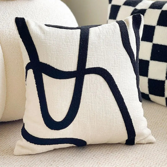 Housse de coussin Blanc et Noir Signature