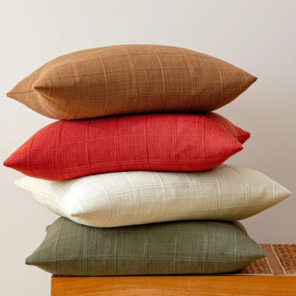 Housse de coussin Lin motif Carreaux Anthracite