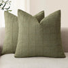 Housse de coussin Lin motif Carreaux Vert Olive