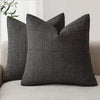 Housse de coussin Lin motif Carreaux Anthracite