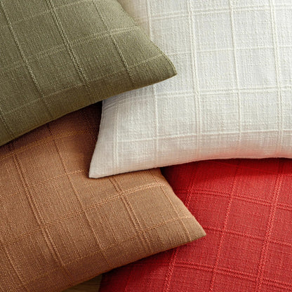 Housse de coussin Lin motif Carreaux Beige