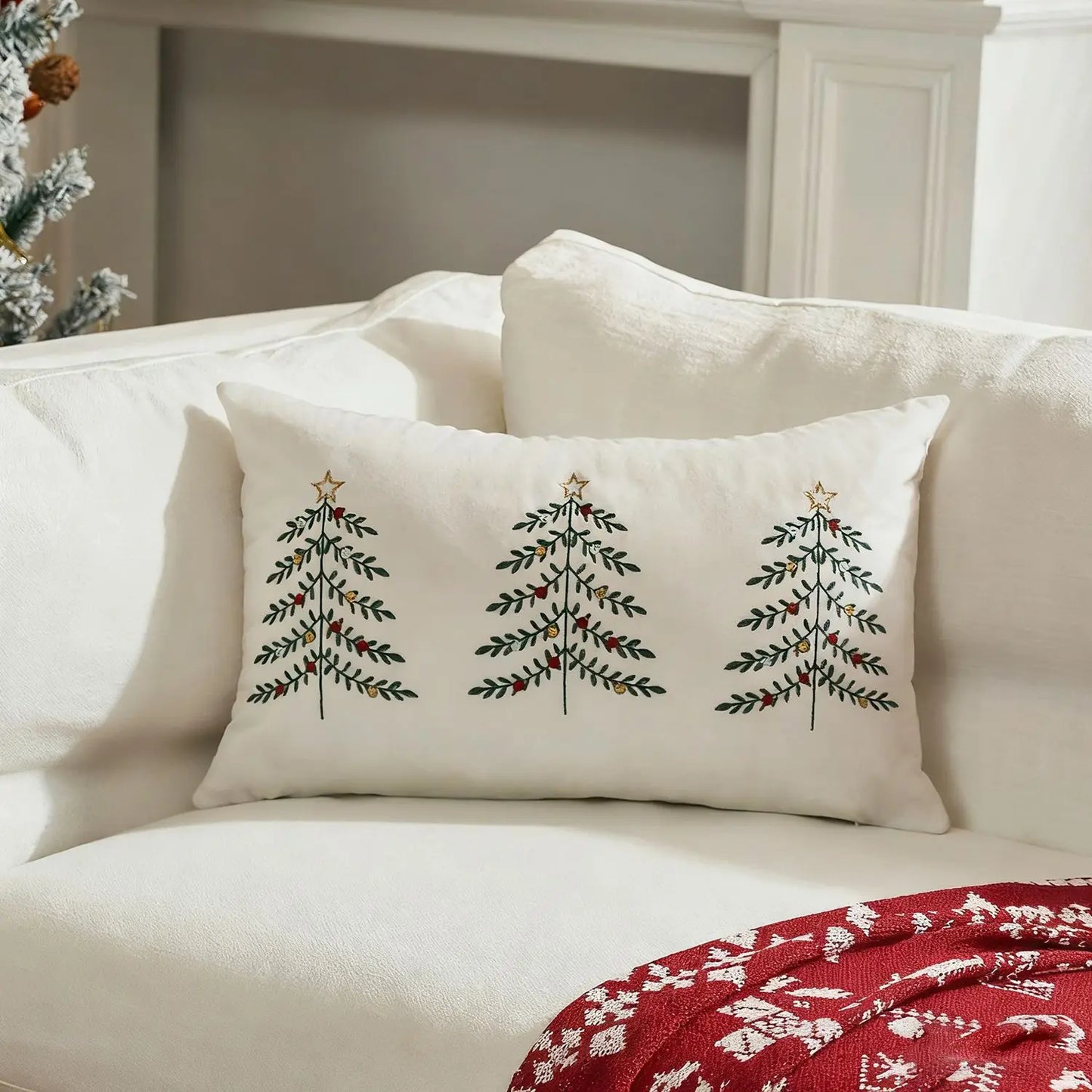 Housse coussin de Noel 30x50 Sapin