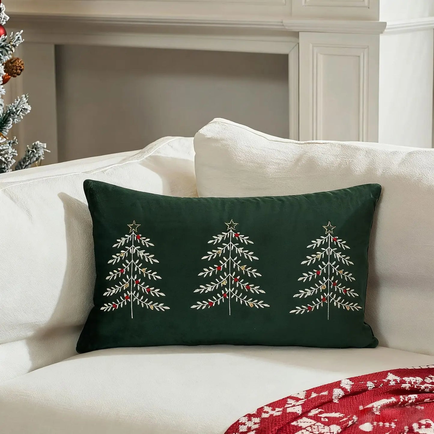 Housse coussin de Noel 30x50 Sapin