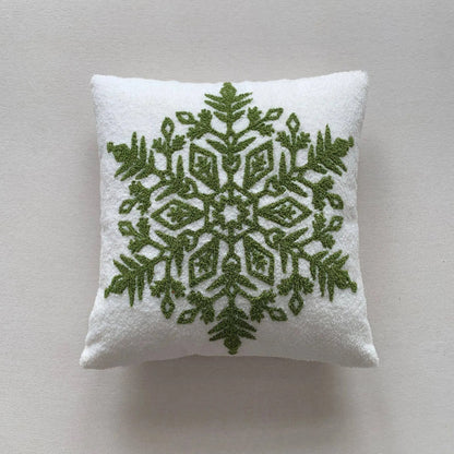 Housse de coussin de Noël flocon brodé Rouge