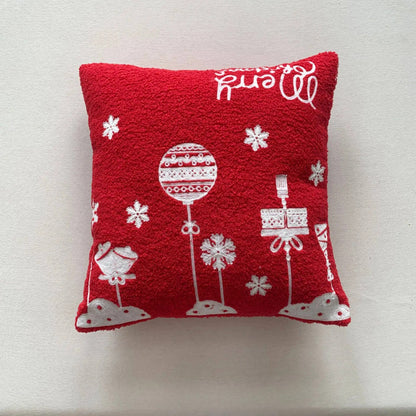 Housse de coussin de Noël flocon brodé Rouge