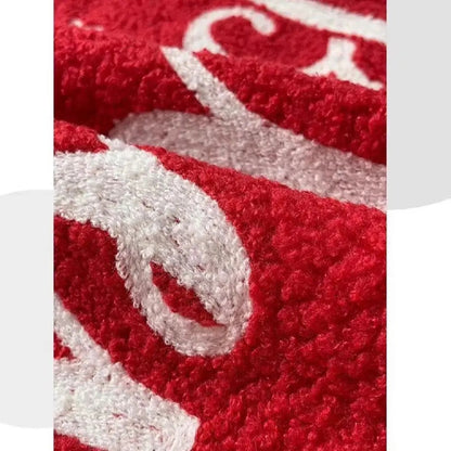 Housse de coussin de Noël branchages et flocons Rouge