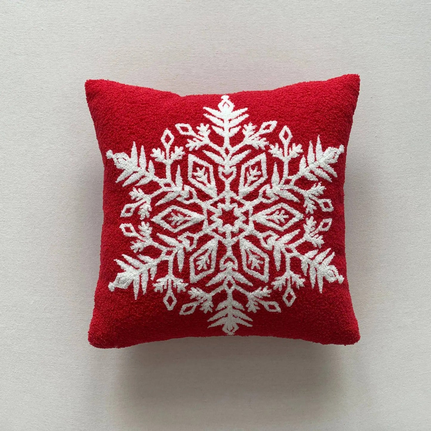 Housse de coussin de Noël boules et cadeaux Rouge