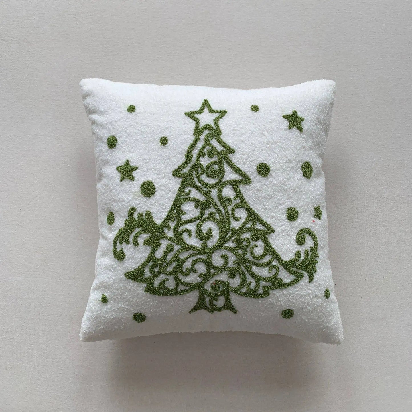 Housse de coussin de Noël flocon brodé Vert