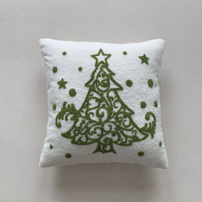 Housse de coussin de Noël flocon brodé Vert