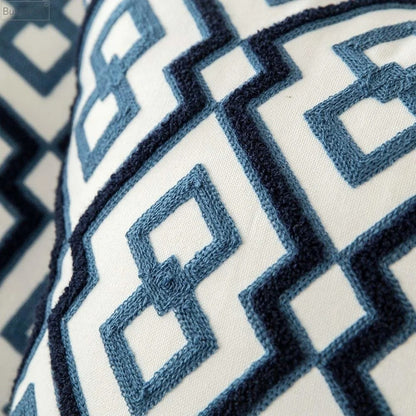 Housse de coussin Ethnique Broderie Bleu 45x45cm