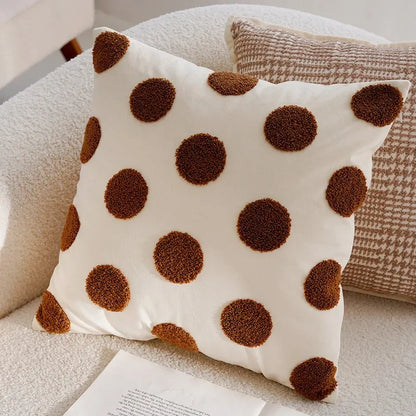 Housse de coussin a Pois<br> Bouclettes - Ecru