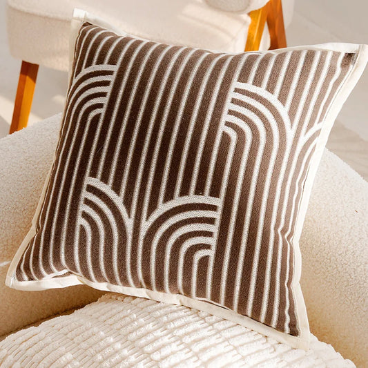 Housse coussin Art Deco<br>Marron - Texturé