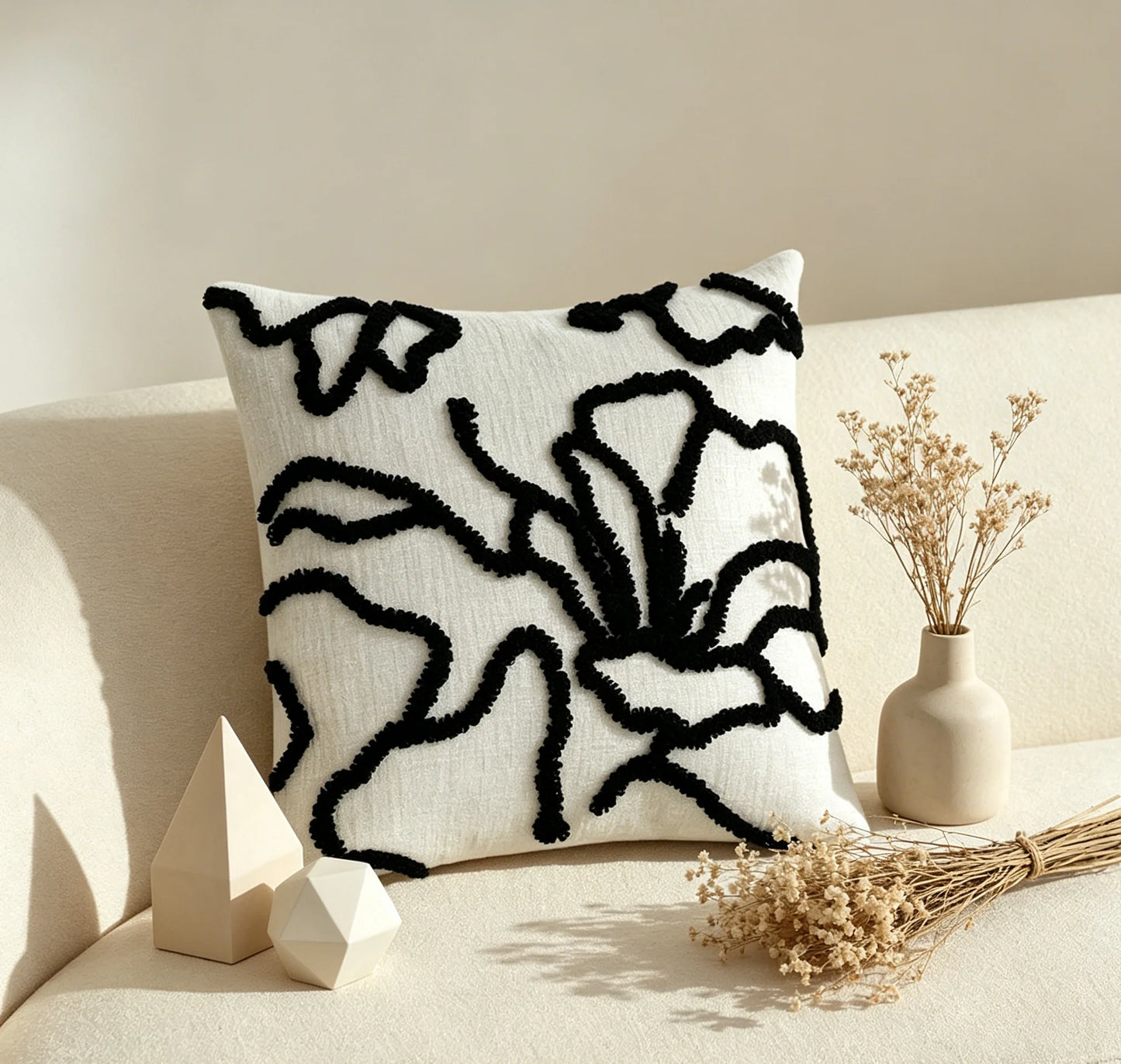 Housse de coussin boheme<br>Chenille - Camel