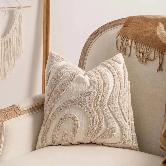 Housse de coussin Bohème chic<br>Chenille - Beige