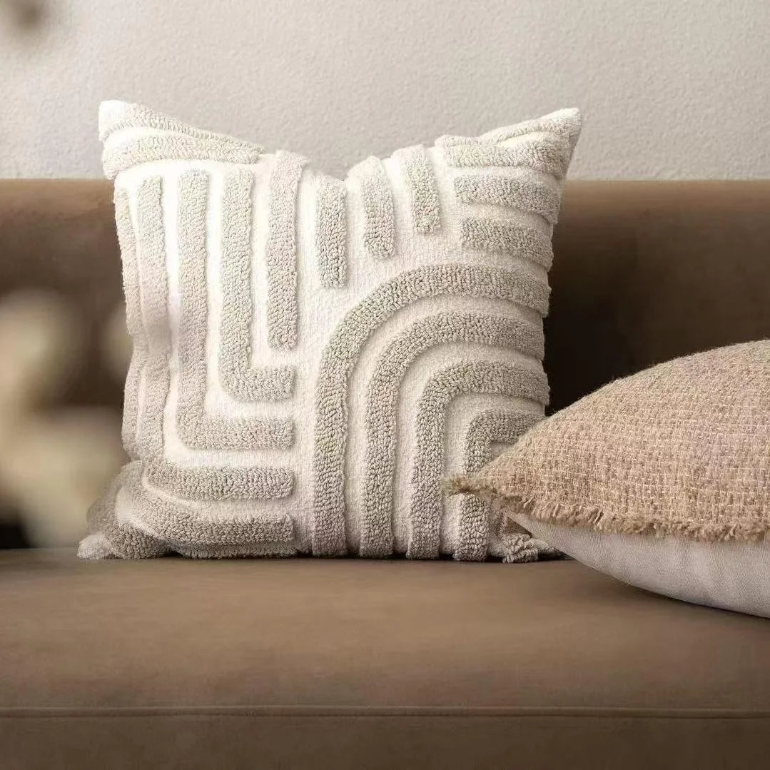 Housse de coussin Bohème chic<br>Chenille - Beige
